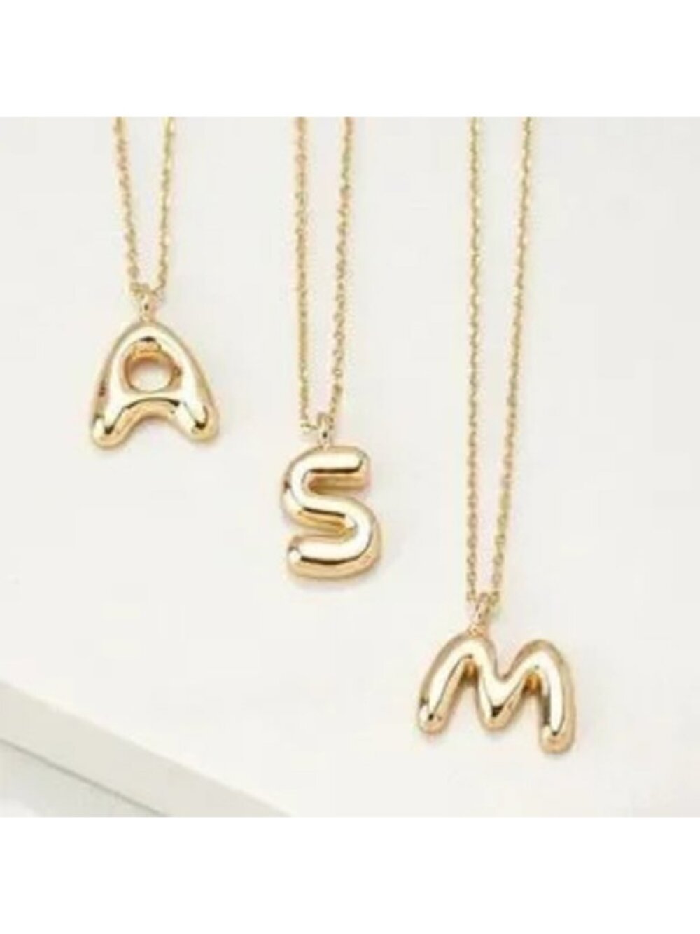 Gold Bubble Initial Necklace (4000)